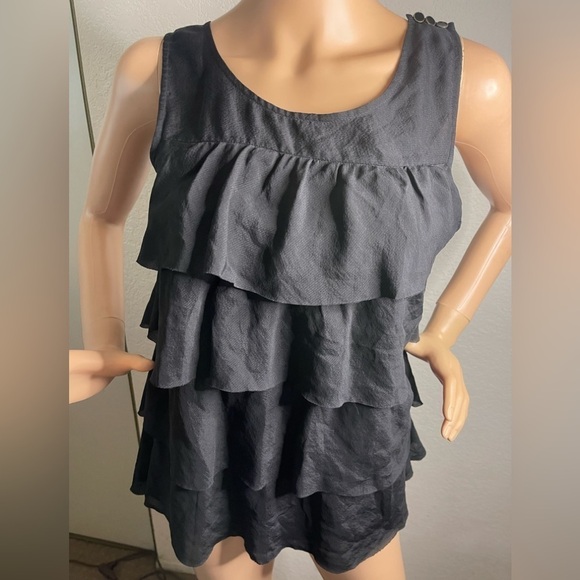 J.crew Womens Ruffle Raw Hem Sleeveless Shirt/Top Sz 0 Side Zip 100% Silk - Picture 2 of 7